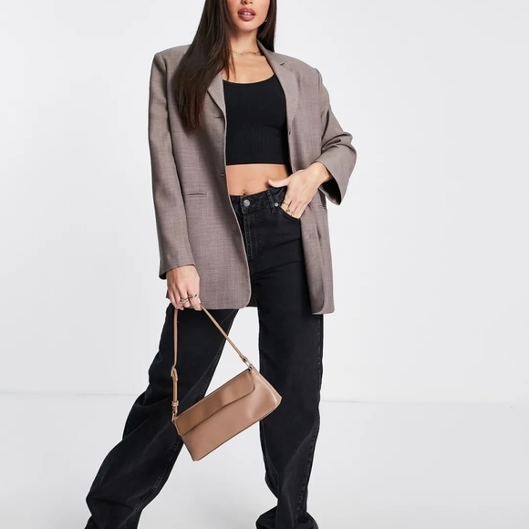 ASOS DESIGN Tall Oversized Blazer in Brown, 16 Tall - Picture 1 of 4